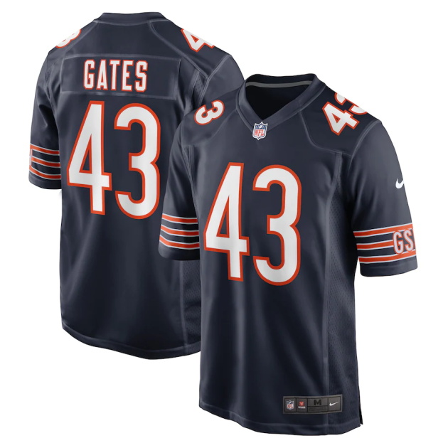 mens nike demarquis gates navy chicago bears game player jersey